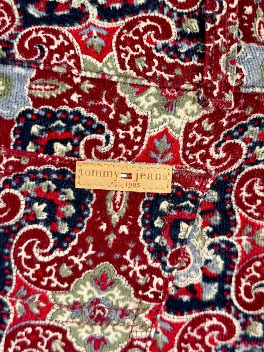 VTG NWT Tommy Hilfiger Paisley Floral Wide Leg Corduroy Jeans | Boho Grunge Y2K - Picture 12 of 16